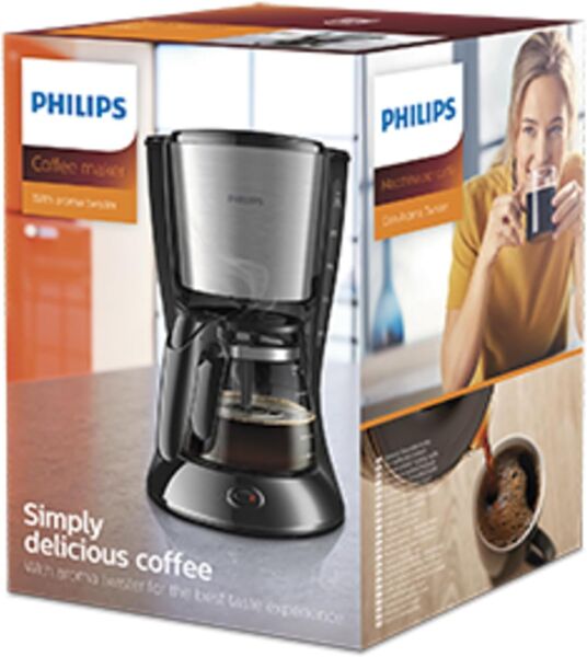 Philips Filtre Kahve Makinesi, 1,2 Lt Kapasite, Otomatik Kapanma, Cam Demlikli, Siyah ve Metal, HD7462/20
