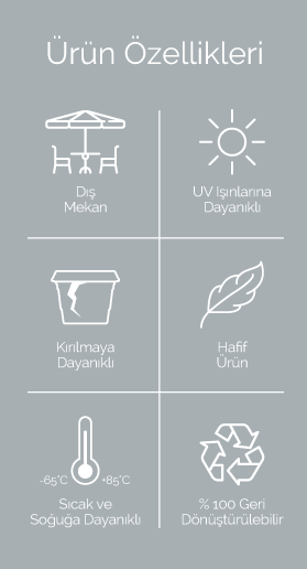 Yakamoz Saksı 2 No - Çiçek Saksı -1.30 Litre Beyaz